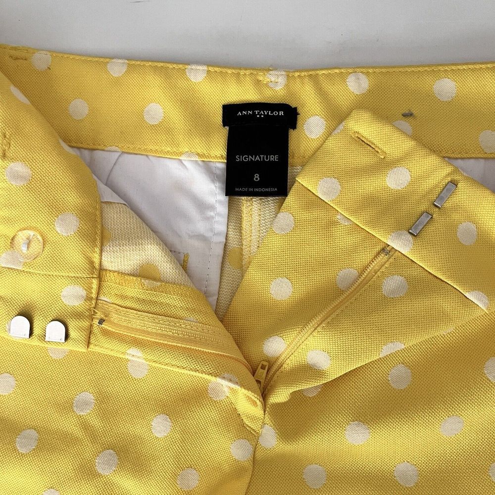 Ann Taylor Shorts Yellow White Polka Dot Womens 8 - Picture 5 of 5